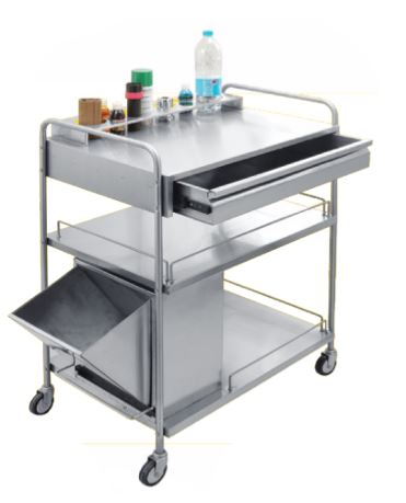 Rex Trolley (Complete stainless steel, 3 shelves, Ø 100 mm)